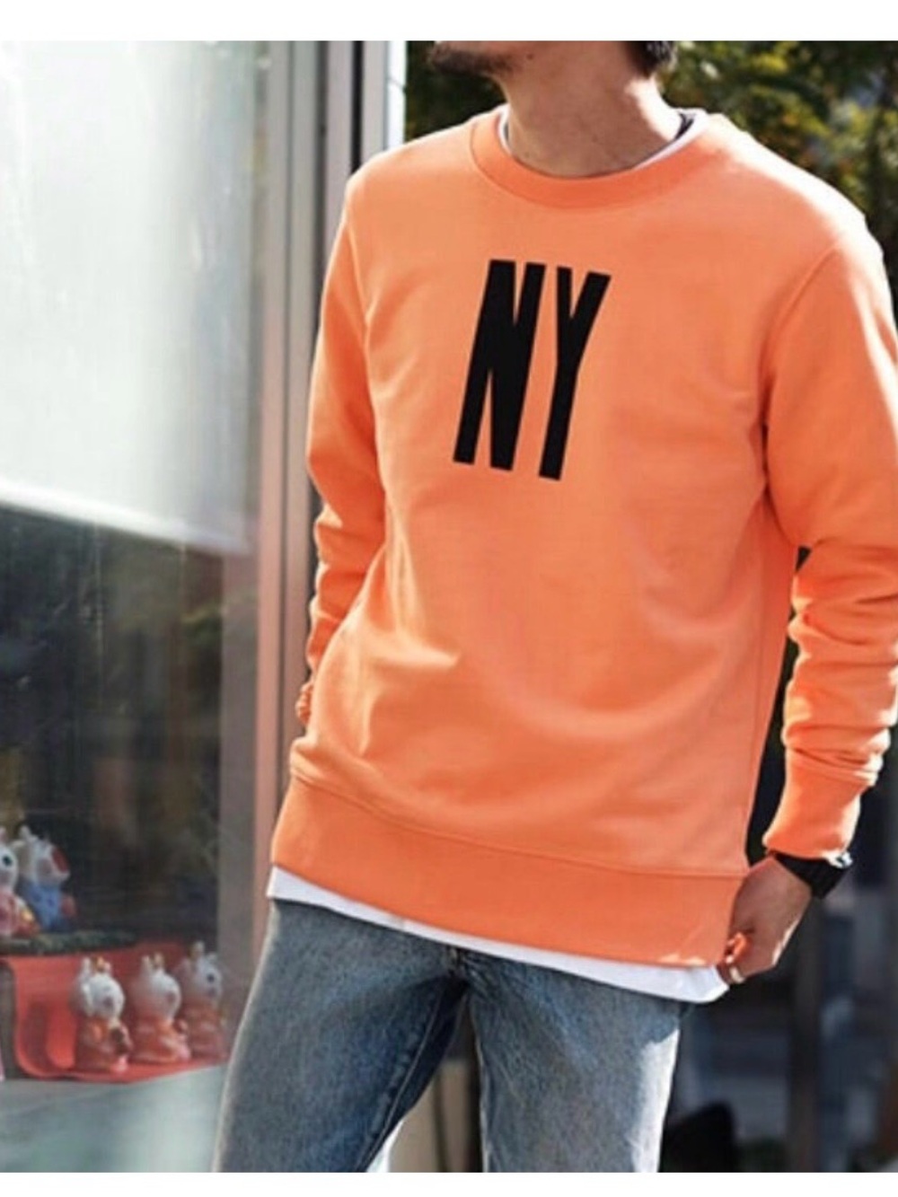 Saturdays NY Orange Crewneck Sweatshirt size M cotton- read